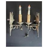 Art Deco style brass sconces with glass