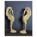 Pair of vintage decorative  brass swan accents