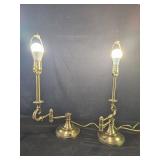 Vintage Stiffel brass swing arm table lamps