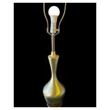 Mid-century Modern brass & wood lamp