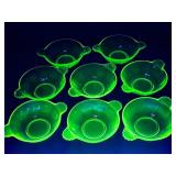 8pc Anchor Hocking uranium glass dessert bowls
