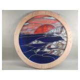 Stained glass round panel