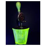 Vintage uranium glass mixer & measuring cup