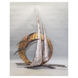 Mid century style signed metal wall sculpture