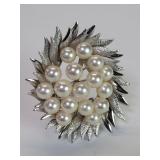 Sterling silver and pearl brooch