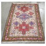 Vintage Caucasian Soumak rug with bird motifs a