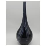 Vintage hand-blown black art glass bottle vase