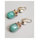 Sterling silver, jadeite, pearl and garnet