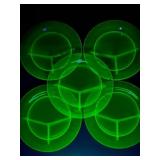 5 uranium glass 1930s divided dinner plates