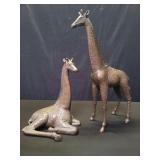 Pair of vintage brass giraffes sculptures