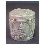 Antique Burmese repousse silver box depicting