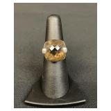 Sterling silver smoky quartz ring with heart