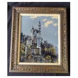 Vintage framed Bavarian Castle needlepoint
