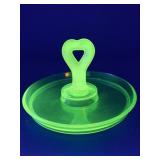 Vintage uranium glass dessert serving tray