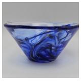 Vintage Kosta Boda Swedish blue art glass bowl