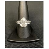 Sterling silver pear cut cubic zirconia ring