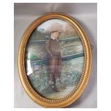 Antique hand painted portrait of young boy