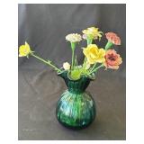 Vintage green glass vase