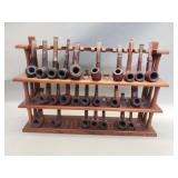 Pipe rack and vintage tobacco pipes