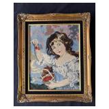 Vintage framed needlepoint art