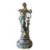 Auguste Moreau "Harp Girl" bronze sculpture