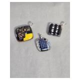 Hand-made dichroic fused Saba glass pendants,