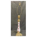 Vintage gothic cranberry and white glass lamp