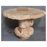Hand carved natural wood stump side table