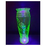 Vintage uranium glass glowing vase