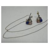 Pair of sterling silver earrings and necklace