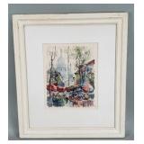 Vintage Paris Street scene watercolor signed