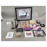 Box of miscellaneous items lithograph, copper