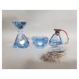 Mid-century pompadour Austria blue crystal