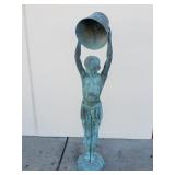 Signed bronze garden water fountain