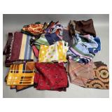 Group of polyester, acetate, and wool scarves