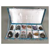 Collection of Asian snuff bottles with case