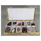Collection of Asian snuff bottles with case
