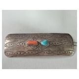 Navajo silver hair barrette featuring hand stamped