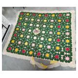 Vintage hand crocheted floral bed spread