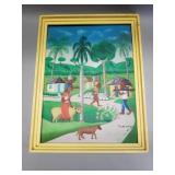 Pradel Lucien signed folk art oil on board