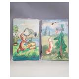 Pair of vintage L.Sid signed oil on fabric