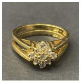 Signed sterling silver gold plate cluster ring