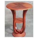 Mahogany veneer tiered round end table