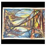 Vintage P. Resnack signed watercolor painting