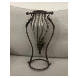 Antique late 19th C. hand blown ribbed glass vase