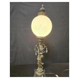Vintage Victorian-style brass table lamp with