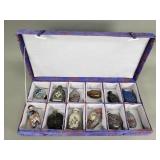 Collection of Asian snuff bottles with case
