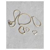 14k gold heart pendants and single earrings