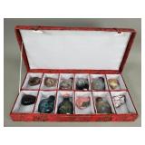 Collection of Asian snuff bottles with case