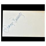 Jane Russell signed index card